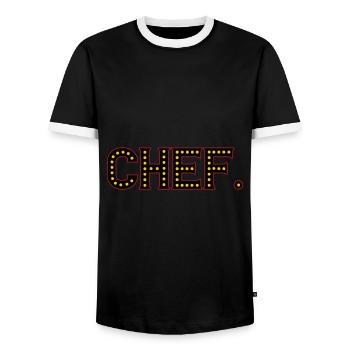 Chef | Farben änderbar - Männer Kontrast-T-Shirt - Schwarz/Weiß - Vorne - AI Model Female 172 light (172cm) & AI Model Male 178 light (178cm)