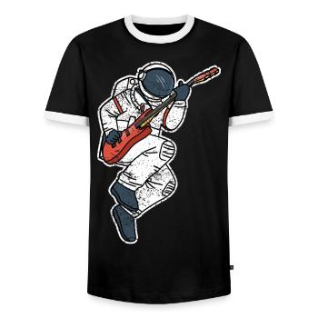ASTRONAUT E-Gitarre lustiges Weltall Geschenk - Männer Kontrast-T-Shirt - Schwarz/Weiß - Vorne - AI Model Female 172 light (172cm) & AI Model Male 178 light (178cm)