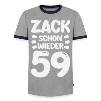 Zack 59 encore ! Anniversaire - T-shirt contrasté Homme - gris/marine  - Devant - AI Model Female 172 light (172cm) & AI Model Male 178 light (178cm)