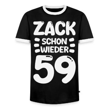 Zack 59 again! Birthday - Men's Ringer Shirt - black/white - Front - AI Model Female 172 light (172cm) & AI Model Male 178 light (178cm)