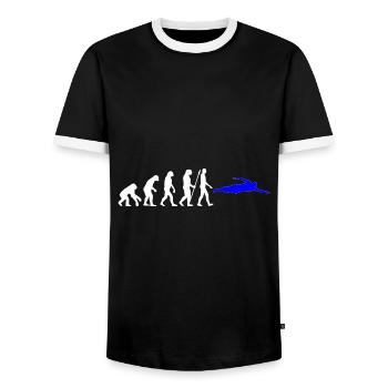 Evolution Schwimmen! Geschenk, Sport, Hobby - Männer Kontrast-T-Shirt - Schwarz/Weiß - Vorne - AI Model Female 172 light (172cm) & AI Model Male 178 light (178cm)