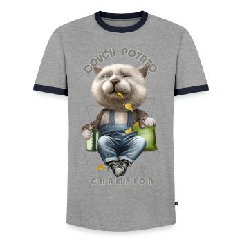 PATATE DE SOFA - T-shirt contrasté Homme - gris/marine  - Devant - AI Model Female 172 light (172cm) & AI Model Male 178 light (178cm)
