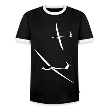 gliding glider pilot - Men's Ringer Shirt - black/white - Front - AI Model Female 172 light (172cm) & AI Model Male 178 light (178cm)
