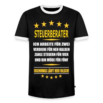 STEUERBERATER - Männer Kontrast-T-Shirt - Schwarz/Weiß - Vorne - AI Model Female 172 light (172cm) & AI Model Male 178 light (178cm)