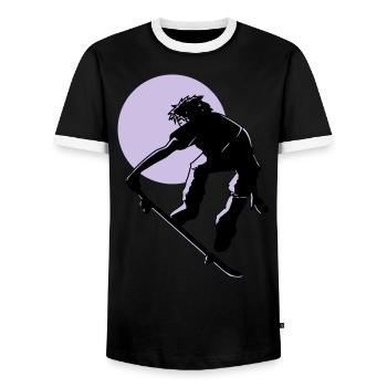 skater - Men's Ringer Shirt - black/white - Front - AI Model Female 172 light (172cm) & AI Model Male 178 light (178cm)
