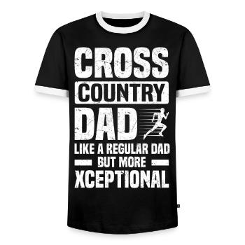 Crosslauf | Cross Country Läufer Berglauf Geschenk - Männer Kontrast-T-Shirt - Schwarz/Weiß - Vorne - AI Model Female 172 light (172cm) & AI Model Male 178 light (178cm)
