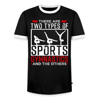 Deux types de gymnastique sportive et les autres - T-shirt contrasté Homme - noir/blanc - Devant - AI Model Female 172 light (172cm) & AI Model Male 178 light (178cm)