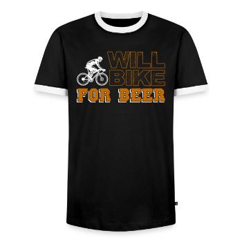 Fera du vélo pour les amateurs de vélo de bière - T-shirt contrasté Homme - noir/blanc - Devant - AI Model Female 172 light (172cm) & AI Model Male 178 light (178cm)