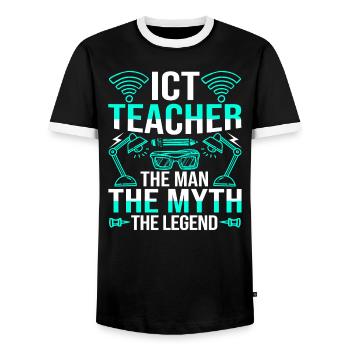 Enseignant TIC The Man The Myth The Legend - T-shirt contrasté Homme - noir/blanc - Devant - AI Model Female 172 light (172cm) & AI Model Male 178 light (178cm)