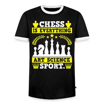 Chess Is Everything Art Science Sport - Männer Kontrast-T-Shirt - Schwarz/Weiß - Vorne - AI Model Female 172 light (172cm) & AI Model Male 178 light (178cm)