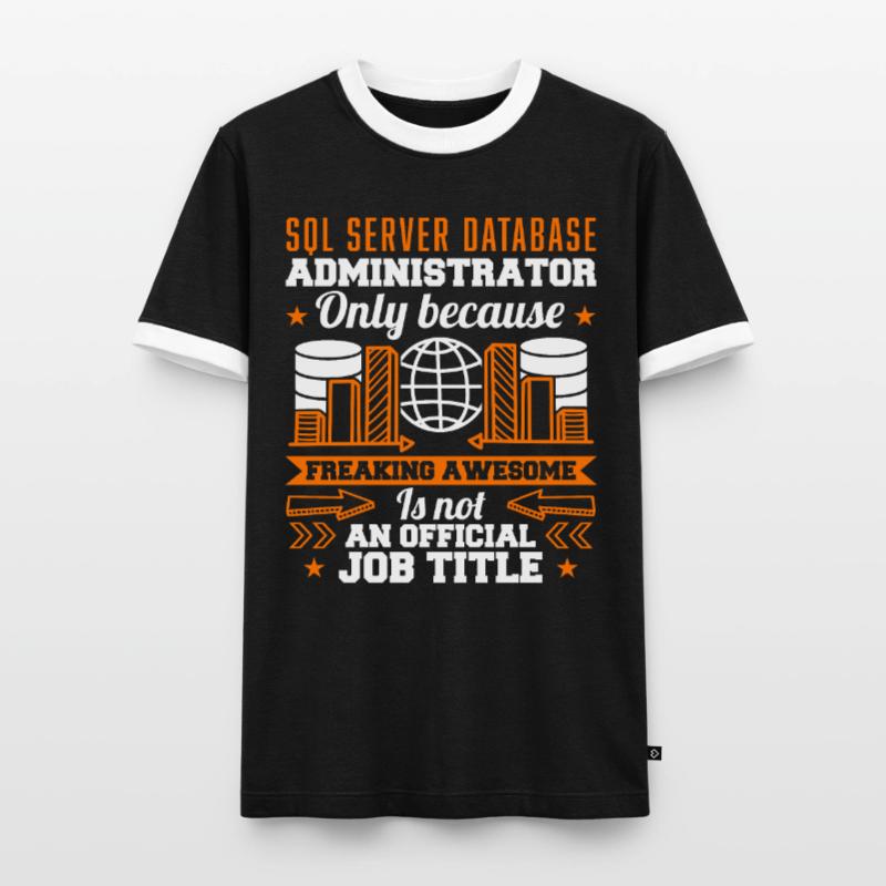 SQL Server Database Administrateur Job Title T-shirt contrasté Homme