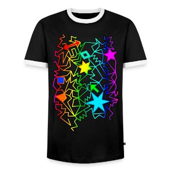 bunte grafische Objekte - Männer Kontrast-T-Shirt - Schwarz/Weiß - Vorne - AI Model Female 172 light (172cm) & AI Model Male 178 light (178cm)
