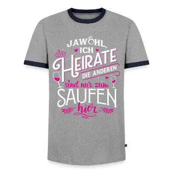 Braut Junggesellin Junggesellinenabschied JGA Ja - Männer Kontrast-T-Shirt - Grau/Navy  - Vorne - AI Model Female 172 light (172cm) & AI Model Male 178 light (178cm)