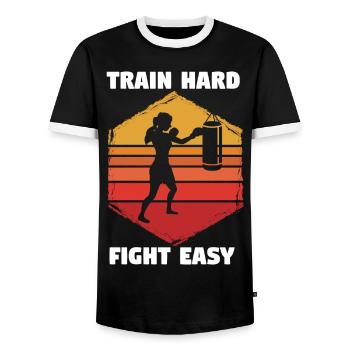 Boxe Boxer Gants de boxe Boxing Club de boxe Club de boxe - T-shirt contrasté Homme - noir/blanc - Devant - AI Model Female 172 light (172cm) & AI Model Male 178 light (178cm)