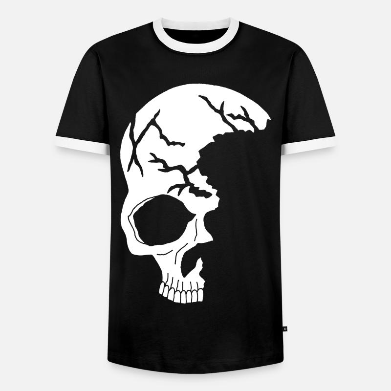 white half skull - Men's Ringer Shirt - black/white
