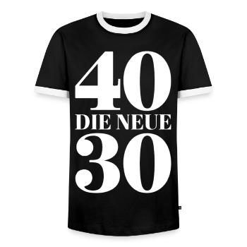 40 Die Neue 30 Motiv - Männer Kontrast-T-Shirt - Schwarz/Weiß - Vorne - AI Model Female 172 light (172cm) & AI Model Male 178 light (178cm)
