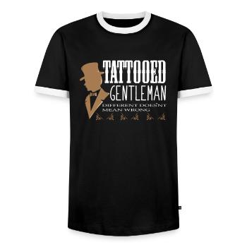 Motif de tatouage - Tatooed Gentleman - Encre tatouée - T-shirt contrasté Homme - noir/blanc - Devant - AI Model Female 172 light (172cm) & AI Model Male 178 light (178cm)