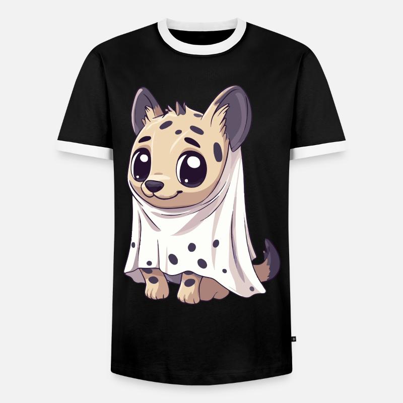 Hyena Halloween Comic Ghost - Men's Ringer Shirt - black/white