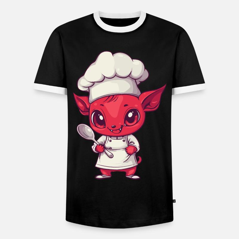 Cooking devil with spoon - Men's Ringer Shirt - black/white
