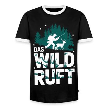 Hunter Hunting Hunting Hunting Clothing - Men's Ringer Shirt - black/white - Front - AI Model Female 172 light (172cm) & AI Model Male 178 light (178cm)