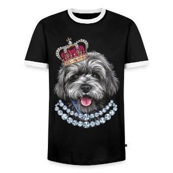 Lagotto Romagnolo avec couronne - T-shirt contrasté Homme - noir/blanc - Devant - AI Model Female 172 light (172cm) & AI Model Male 178 light (178cm)