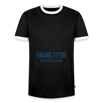 Parc national de Grand Teton Rétro minimaliste - T-shirt contrasté Homme - noir/blanc - Devant - AI Model Female 172 light (172cm) & AI Model Male 178 light (178cm)