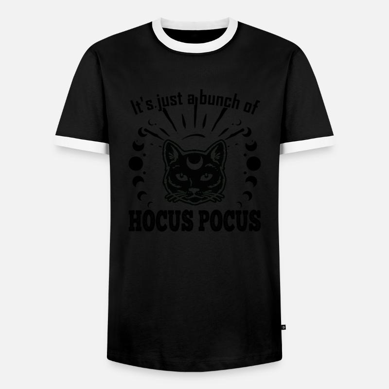 Hocus Pocus Halloween Celestial Cat - Männer Kontrast-T-Shirt - Schwarz/Weiß