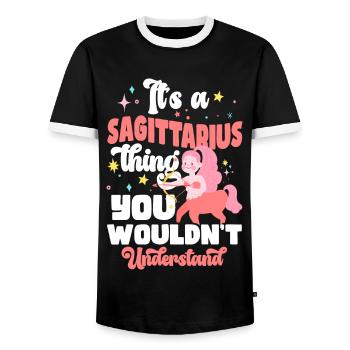 Zodiac Sign Astrology Star Moon - Men's Ringer Shirt - black/white - Front - AI Model Female 172 light (172cm) & AI Model Male 178 light (178cm)