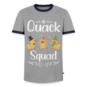 Duckling Bathing Duck Bathtub - Men's Ringer Shirt - grey/navy  - Front - AI Model Female 172 light (172cm) & AI Model Male 178 light (178cm)