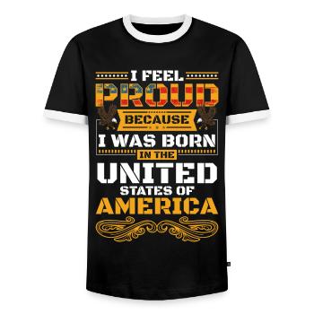 United States American Dream - Men's Ringer Shirt - black/white - Front - AI Model Female 172 light (172cm) & AI Model Male 178 light (178cm)