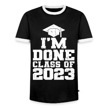 J’ai terminé le cadeau de la fête de fin d’études de la classe 2023 - T-shirt contrasté Homme - noir/blanc - Devant - AI Model Female 172 light (172cm) & AI Model Male 178 light (178cm)