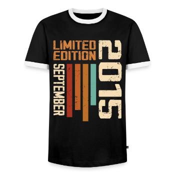 September 2015 Originelle Geschenkidee zum Geburtstag - Männer Kontrast-T-Shirt - Schwarz/Weiß - Vorne - AI Model Female 172 light (172cm) & AI Model Male 178 light (178cm)
