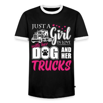 Juste une fille Dans l’amour Avec un chien et un camion - T-shirt contrasté Homme - noir/blanc - Devant - AI Model Female 172 light (172cm) & AI Model Male 178 light (178cm)