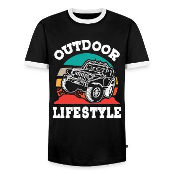 Jeeps Aventure Tout-terrain - T-shirt contrasté Homme - noir/blanc - Devant - AI Model Female 172 light (172cm) & AI Model Male 178 light (178cm)