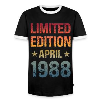 Édition limitée fête d’anniversaire Vintage 1988 - T-shirt contrasté Homme - noir/blanc - Devant - AI Model Female 172 light (172cm) & AI Model Male 178 light (178cm)