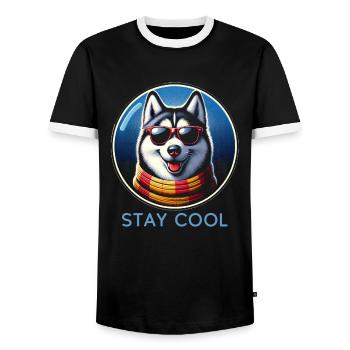 Nuances Husky Cool - T-shirt contrasté Homme - noir/blanc - Devant - AI Model Female 172 light (172cm) & AI Model Male 178 light (178cm)