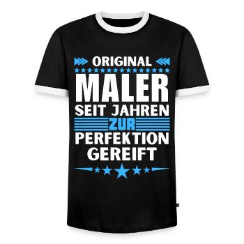 Painters matured to perfection - Men's Ringer Shirt - black/white - Front - AI Model Female 172 light (172cm) & AI Model Male 178 light (178cm)
