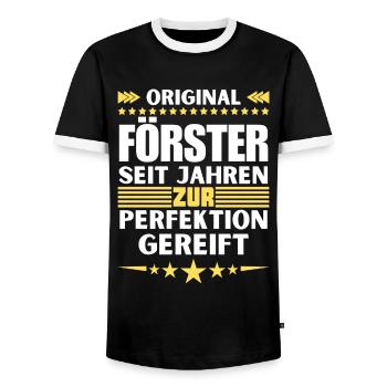 Foresters matured to perfection - Men's Ringer Shirt - black/white - Front - AI Model Female 172 light (172cm) & AI Model Male 178 light (178cm)