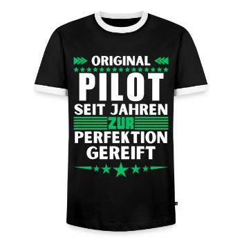 Pilote mûri à la perfection - T-shirt contrasté Homme - noir/blanc - Devant - AI Model Female 172 light (172cm) & AI Model Male 178 light (178cm)