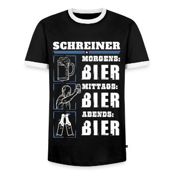 Mon quotidien de menuisier - T-shirt contrasté Homme - noir/blanc - Devant - AI Model Female 172 light (172cm) & AI Model Male 178 light (178cm)