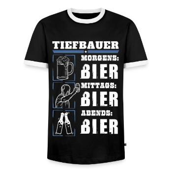 My daily routine as a civil engineer - Men's Ringer Shirt - black/white - Front - AI Model Female 172 light (172cm) & AI Model Male 178 light (178cm)
