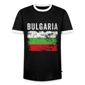 Drapeau bulgare En détresse Drapeau bulgare - T-shirt contrasté Homme - noir/blanc - Devant - AI Model Female 172 light (172cm) & AI Model Male 178 light (178cm)