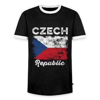 Drapeau de la République tchèque Vintage - Drapeau tchèque - T-shirt contrasté Homme - noir/blanc - Devant - AI Model Female 172 light (172cm) & AI Model Male 178 light (178cm)