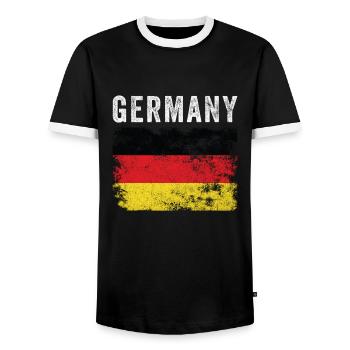 Germany Flag Distressed - Deutsche Flagge - Männer Kontrast-T-Shirt - Schwarz/Weiß - Vorne - AI Model Female 172 light (172cm) & AI Model Male 178 light (178cm)