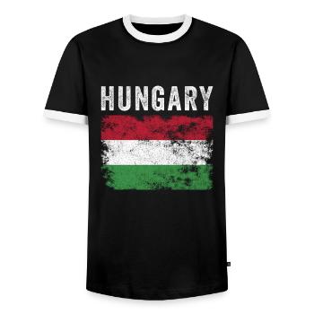 Drapeau hongrois en détresse - Drapeau hongrois - T-shirt contrasté Homme - noir/blanc - Devant - AI Model Female 172 light (172cm) & AI Model Male 178 light (178cm)