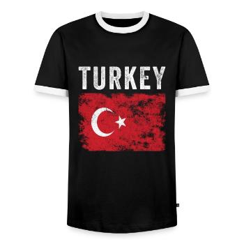 Drapeau turc en détresse - Drapeau turc - T-shirt contrasté Homme - noir/blanc - Devant - AI Model Female 172 light (172cm) & AI Model Male 178 light (178cm)