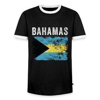 Bahamas Flag Distressed - Bahamian Flag - Men's Ringer Shirt - black/white - Front - AI Model Female 172 light (172cm) & AI Model Male 178 light (178cm)