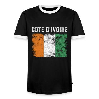 Côte d’Ivoire Drapeau Vintage Drapeau Ivoirien - T-shirt contrasté Homme - noir/blanc - Devant - AI Model Female 172 light (172cm) & AI Model Male 178 light (178cm)