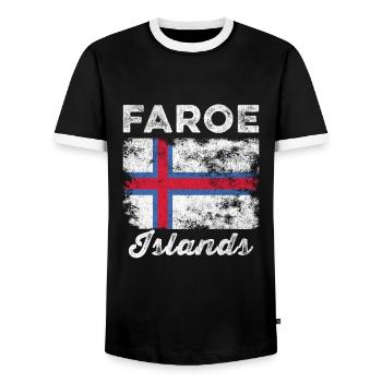 Faroe Islands Flag Vintage Faroese Flag - Men's Ringer Shirt - black/white - Front - AI Model Female 172 light (172cm) & AI Model Male 178 light (178cm)