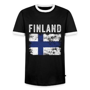 Drapeau finlandais en détresse - Drapeau finlandais - T-shirt contrasté Homme - noir/blanc - Devant - AI Model Female 172 light (172cm) & AI Model Male 178 light (178cm)